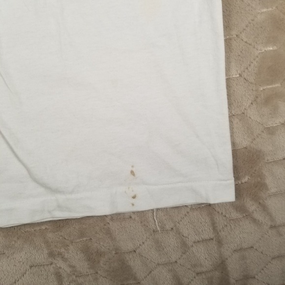 VTG 1986 Northwest Earth Aztec Art Single Stitch Shirt Sz Lg USA Made STAINED - Picture 7 of 12